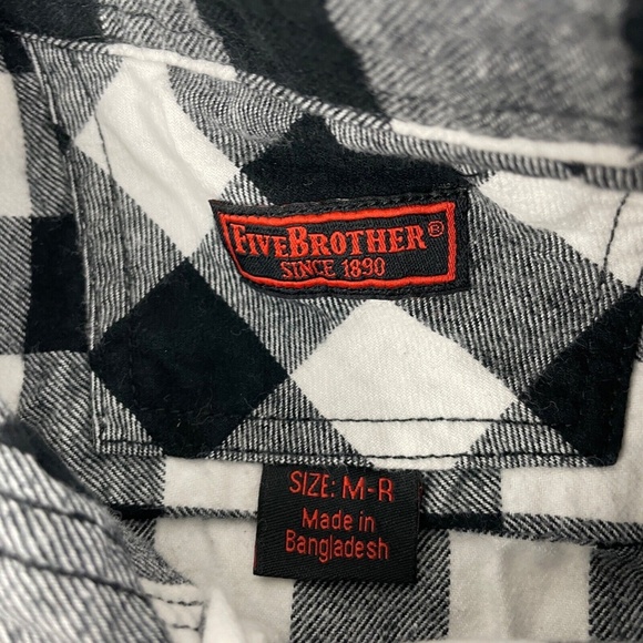 Five Brother Women's Size M Flannel Shirt Plaid Black Plaid Reinforced Bust - Picture 2 of 5